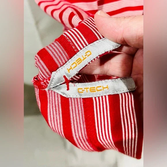 Men’s Callaway Red and White Striped Golf Polo Shirt - Picture 6 of 6